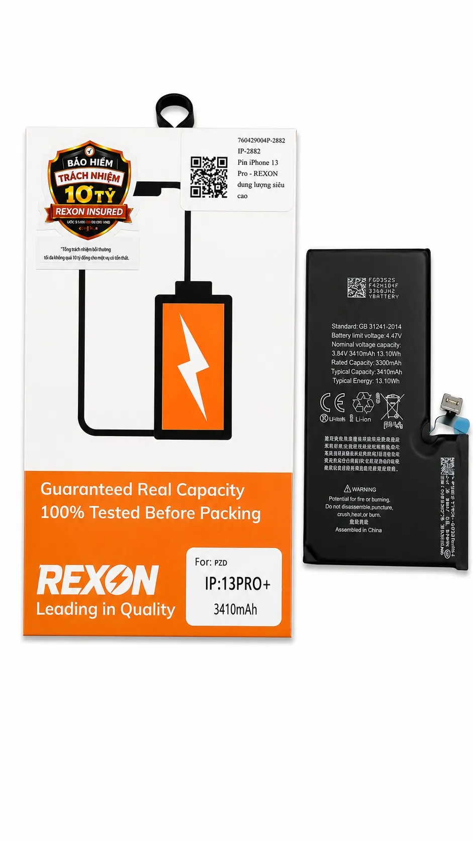 Pin iPhone 13 Pro dung lượng siêu cao - REXON  (Chạy chuẩn đoán)