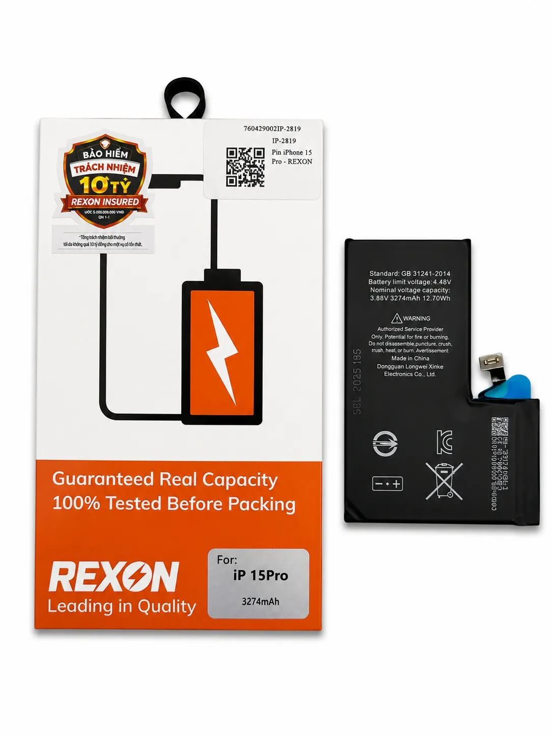 Pin iPhone 15 Pro dung lượng siêu cao - REXON  (Chạy chuẩn đoán)