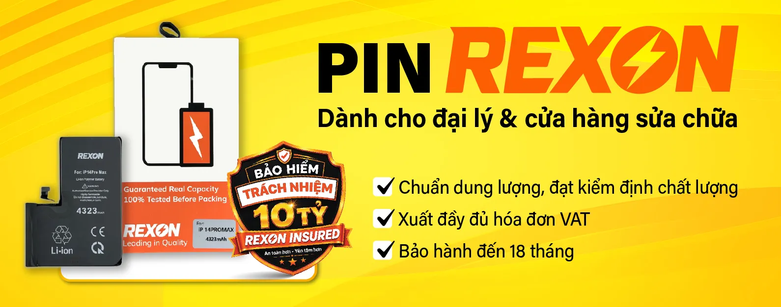 Pin iPhone chính hãng REXON