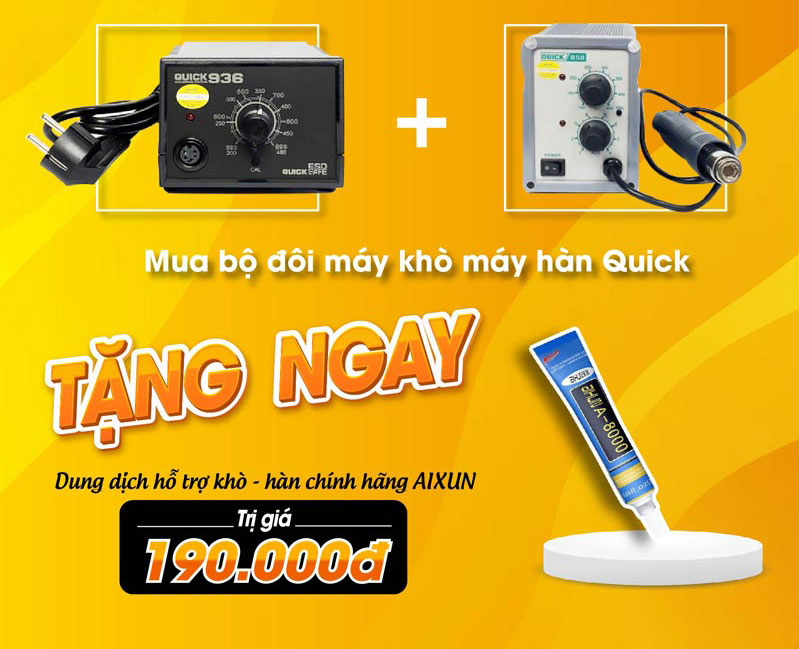 mung mua he sang qua tang khong gioi han 11 Khi mua bộ đôi máy khò - hàn Quick sẽ được nhận dung dịch khò hàn chính hãng