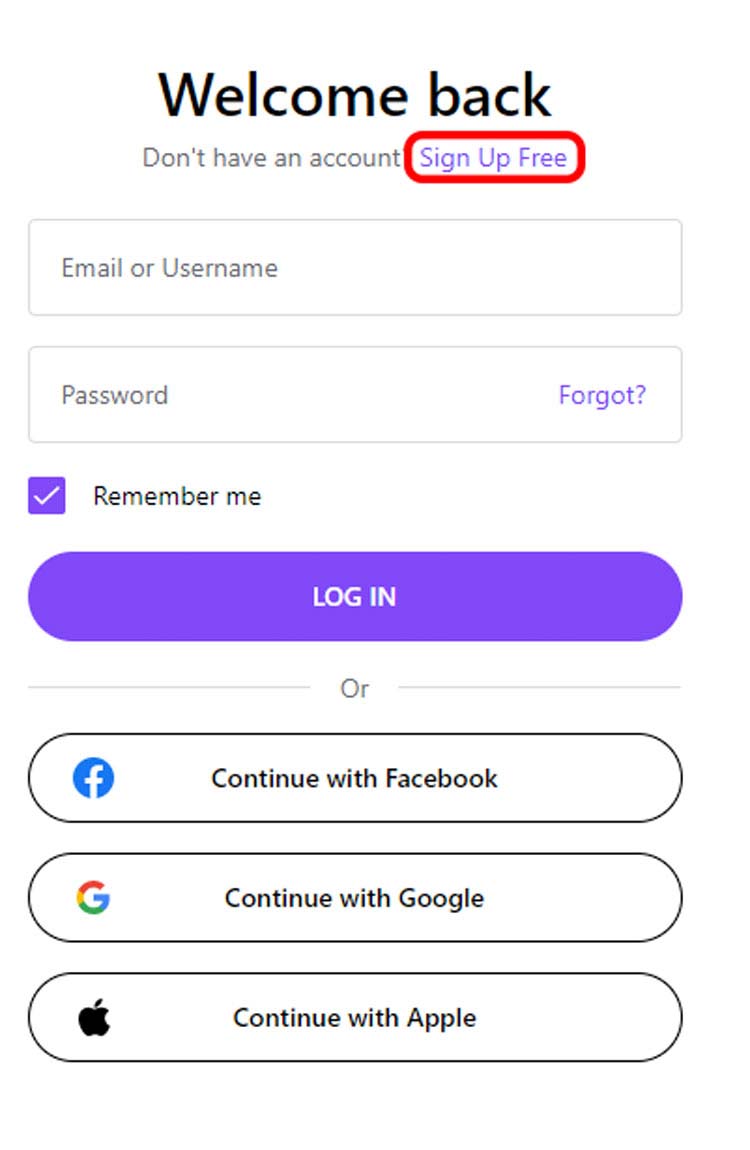chọn Sign Up Free để tạo số điện thoại ảo Mỹ