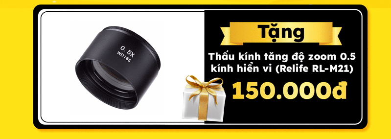 Tặng Thấu kính tăng độ zoom 0.5 cho kính hiển vi (Relife RL-M21) 150.000đ