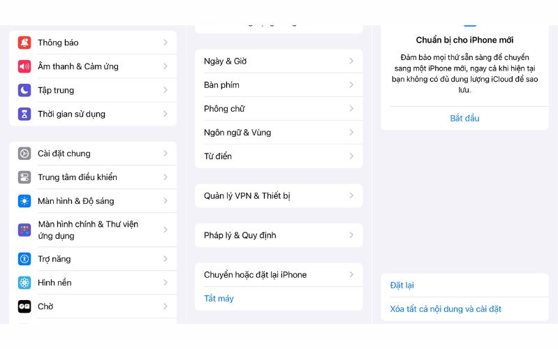 cách ghi màn hình iphone có tiếng bằng cách thiết lập cài đặt lại máy