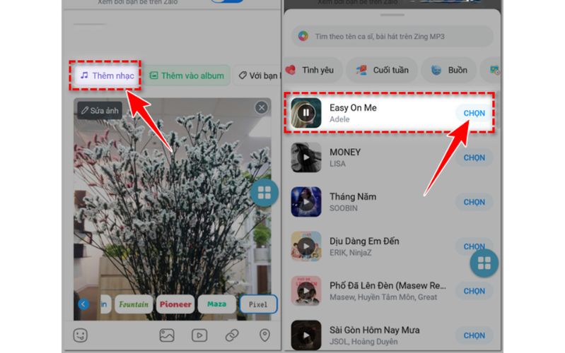 cách ghép nhạc vào ảnh trên zalo