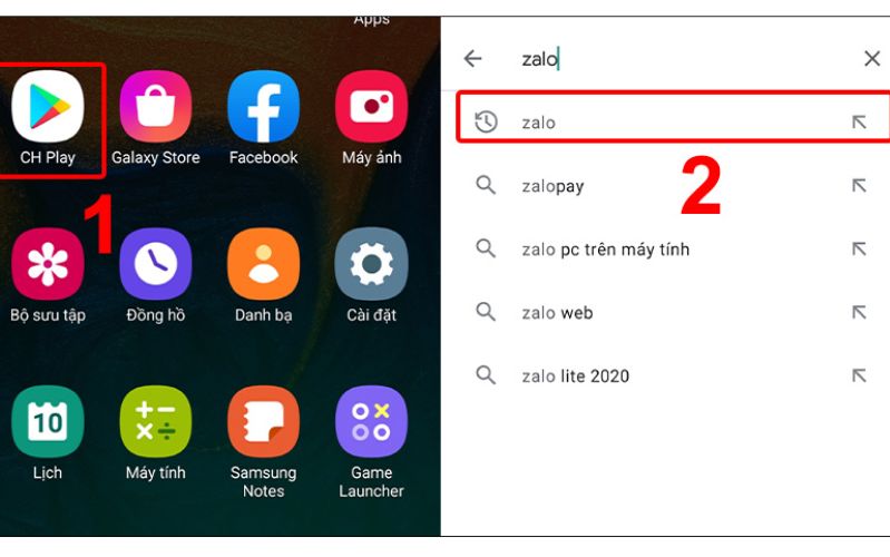 Vào CH Play và tìm ứng dụng Zalo
