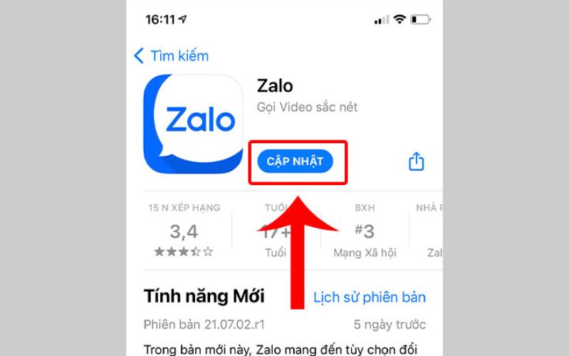 Nhấn chọn Cập nhật