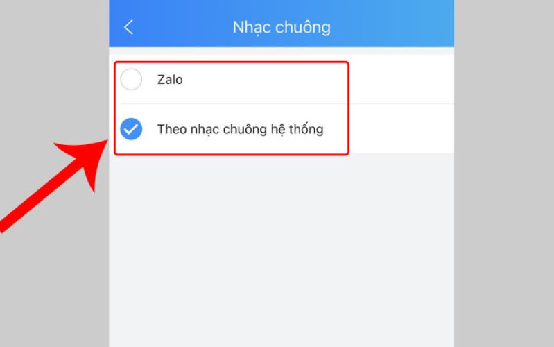 Bạn có thể chọn nhạc chuông Zalo mặc định hoặc chọn theo nhạc chuông iPhone